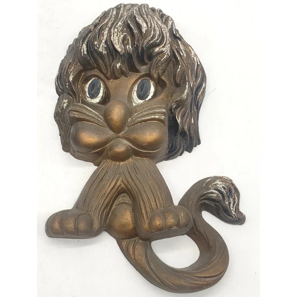 Homco Lion Wall Plaques Set of 2 Bronze Tone Vintage Mid Century Home Interiors